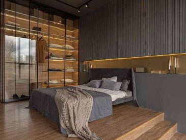 Desain kamar tidur rumah kayu modern