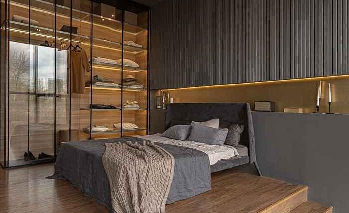 Desain kamar tidur rumah kayu modern